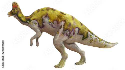 Foto Detailed illustration of a Parasaurolophus dinosaur.