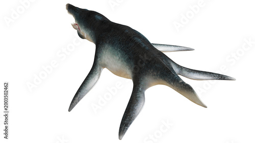Realistic 3D rendering of a prehistoric marine reptile.