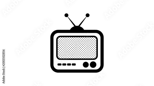 Retro television with static screen icon - Ideal for media history blogs, broadcast technology, or nostalgic merch.