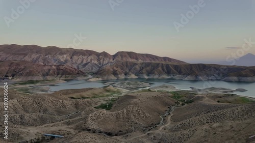 views from Azat Lake viewpoint in Armenia at sunset