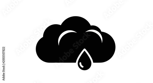 Cloud icon with raindrop on white