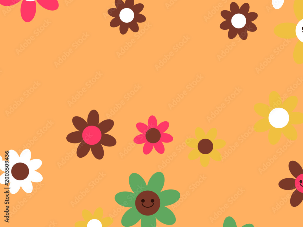 Fototapeta premium Flower Power Pattern Cheerful Retro Design