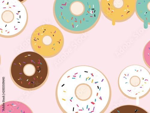 Frosted Donuts Sweet Dessert Pattern Design