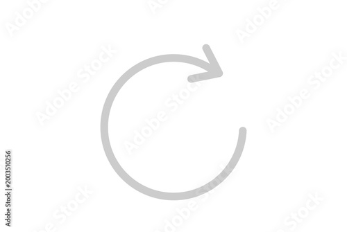 Obraz na płótnie Light grey refresh icon or circular arrow isolated on white background for reload concept