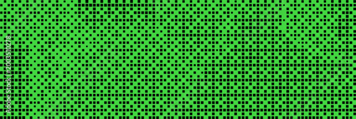 Green bitmap pixel background with gradient pattern effect and 8bit art. Glitch video game design for retro arcade or digital wallpaper. Neon disintegration effect.
