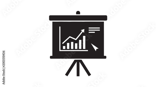 Black Presentation Board with Growing Graph Chart on Tripod for Business Analysis Concepts