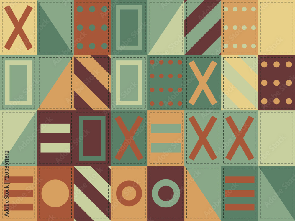 Obraz premium Quilt Block Pattern Folk Handmade Background