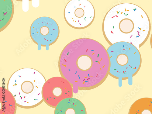 Cute Donut Pattern Bakery Cafe Backdrop