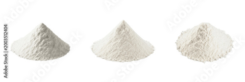 Schilderij op canvas White Wheat Flour Heap Mound Isolated on Transparent Background PNG for Baking Bread Pastry and Bakery Ingredient Graphic Design