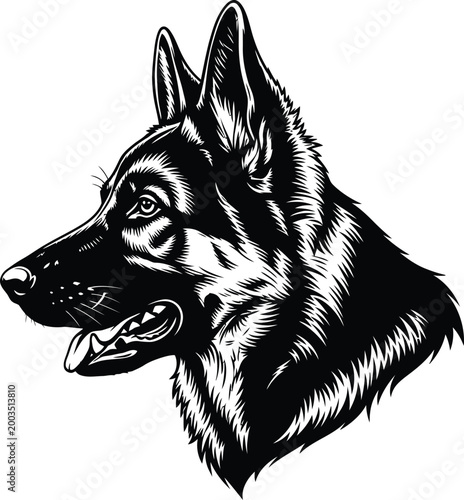 German shepherd silhouette a detailed ink sketch of a noble canine