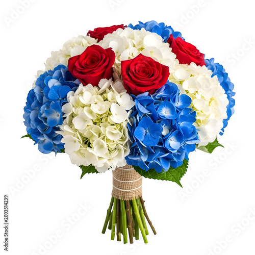 Patriotic floral bouquet for american independence day red white blue flowers