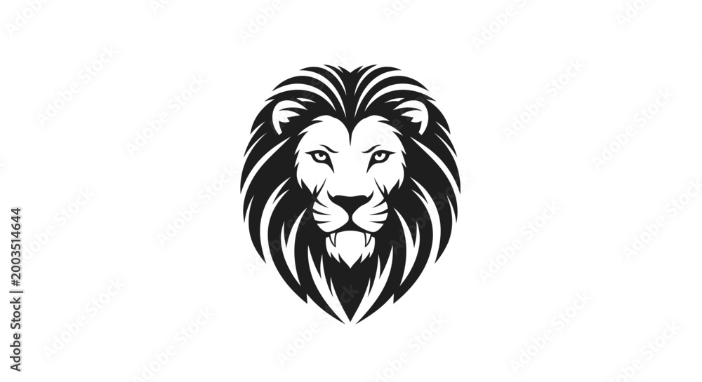 Obraz premium Lion head silhouette illustration on white background vector graphic