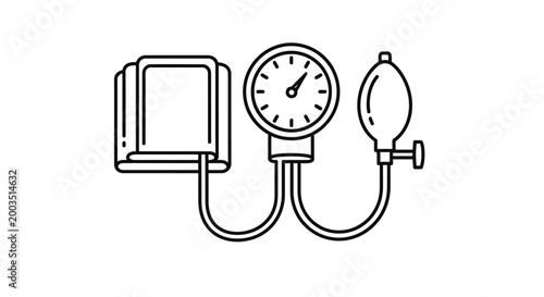 Medical illustration of a blood pressure monitor isolated on white background