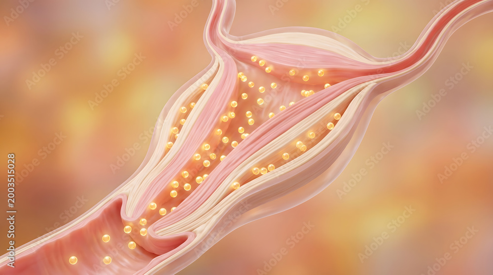 Obraz premium Fallopian tube cross section 3D medical illustration hormone flow anatomy biology reproduction