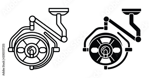 Schilderij op canvas Surgical operating lamp vector icons, medical ceiling light equipment for surger