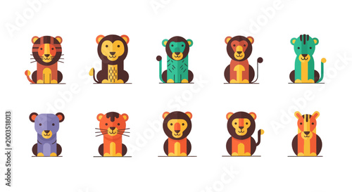 Photography Cartoon animals collection isolated