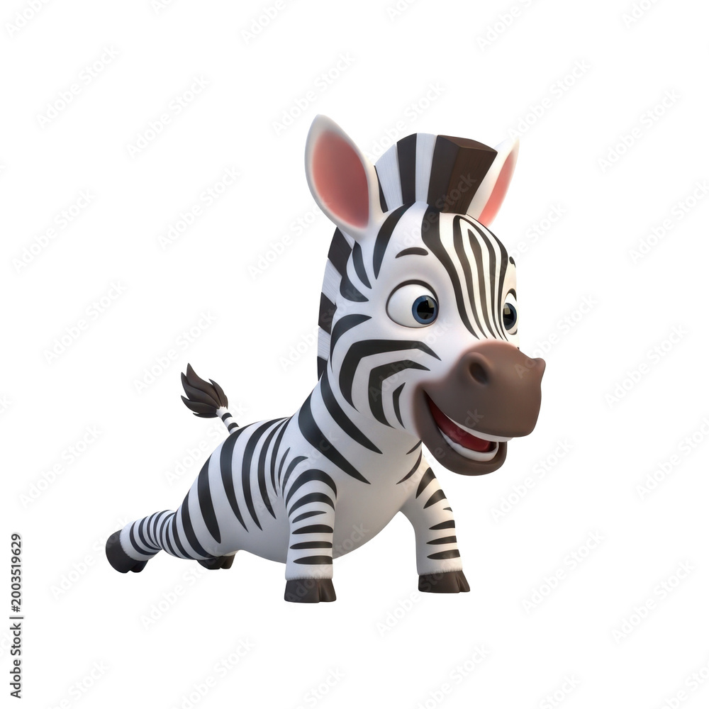 Fototapeta premium Happy cartoon zebra with big smile