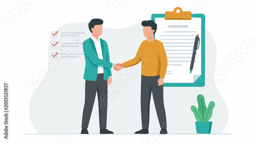 Business agreement and partnership concept with handshake illustration