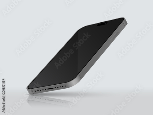 Realistic Smartphone Mockup with Blank Screen, Modern Mobile Device Perspective View Vector Illustration