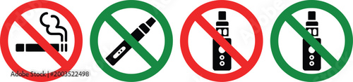 No Smoking and No Vaping Signs on White Background