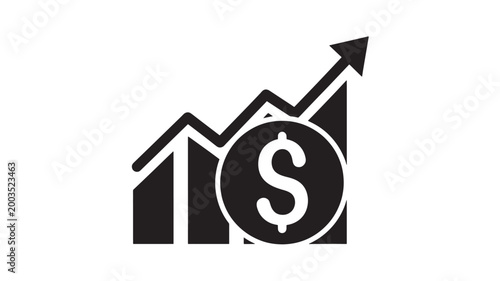Financial Growth Graph Icon With Dollar Sign For Business And Economic Concepts