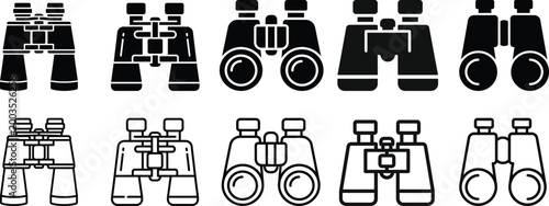 Binocular icons collection diverse styles and designs for visual communication