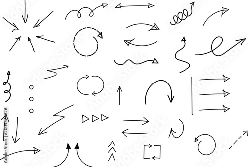 Hand Drawn Doodle Arrow Set Vector Black Sketch Direction Bundle