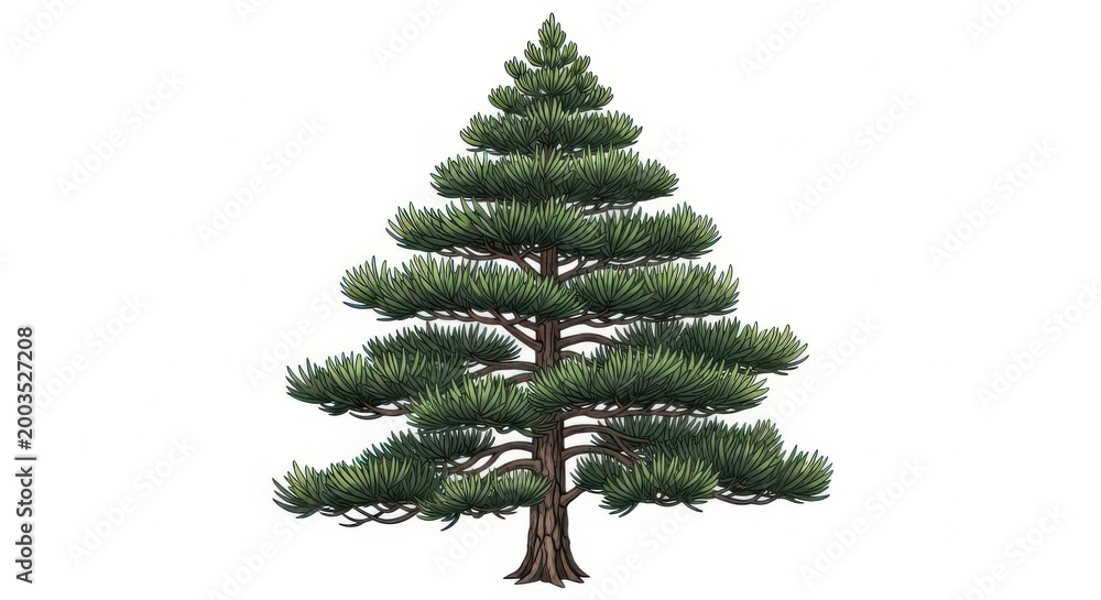 Fototapeta premium Realistic vector illustration of a green pine tree