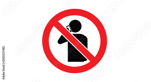 Red prohibition sign indicating no mobile phone use is allowed for people making calls