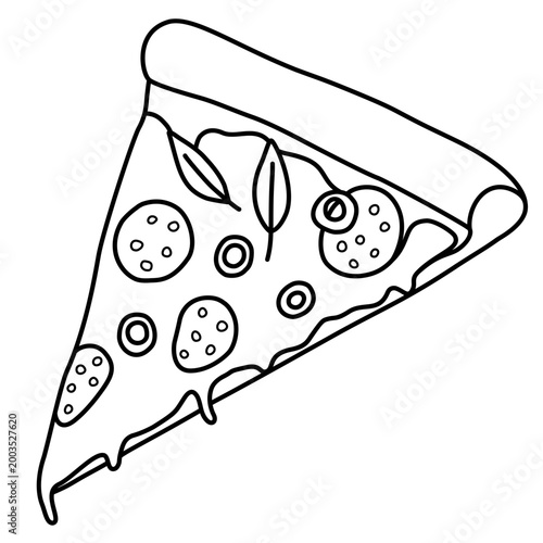 Pizza doodle outline 