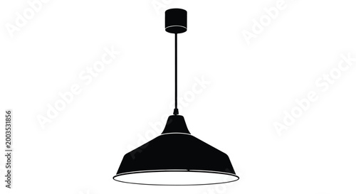 Industrial Pendant Ceiling Lamp Light Fixture Silhouette Vector