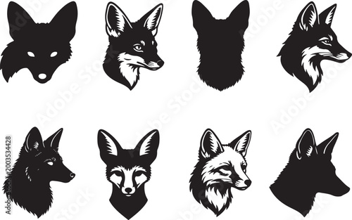 kit fox head in silhouette.