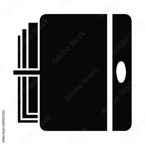 Minimalist pocket diary vector illustration featuring elastic band closure secure design.