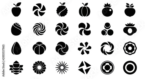 Black and white vector icon set