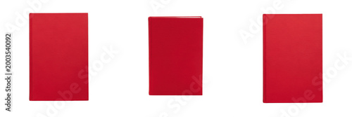 Photos Set of Red Hardcover Book Notebook Isolated on White Background, PNG