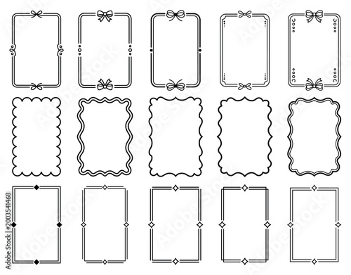Set of decorative frames cute simple design elements border collection vector illustration.