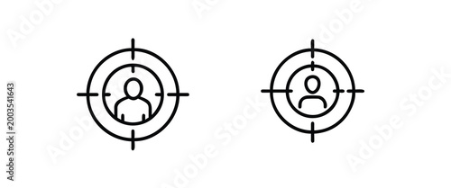 Target line icons set audience focus customer goal recruitment business strategy marketing user objective selection & more vector illustration with editable stroke.