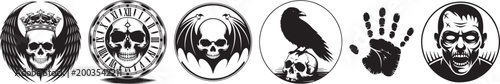 Halloween Silhouette Vector Icon Set – Spooky Black Shape Collection for Horror Party and Autumn Festival Design