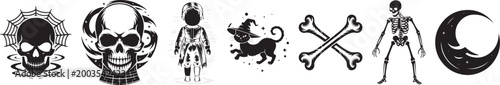 Halloween Silhouette Vector Icon Set – Spooky Black Shape Collection for Horror Party and Autumn Festival Design