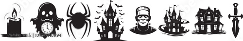 Halloween Silhouette Vector Icon Set – Spooky Black Shape Collection for Horror Party and Autumn Festival Design