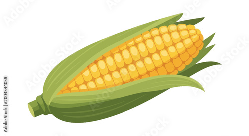 Fotografía Fresh Corn on the Cob with Green Husks, Healthy Food Ingredient