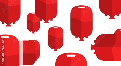 Red blood bags collection, medical illustration, healthcare concept