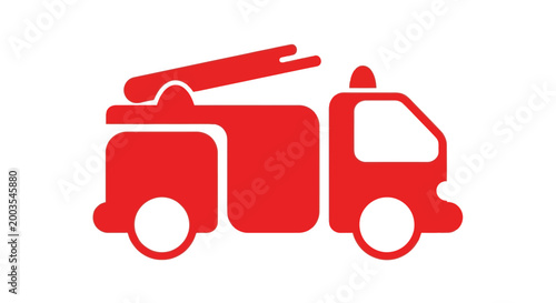 Red Fire Truck Icon on White Background