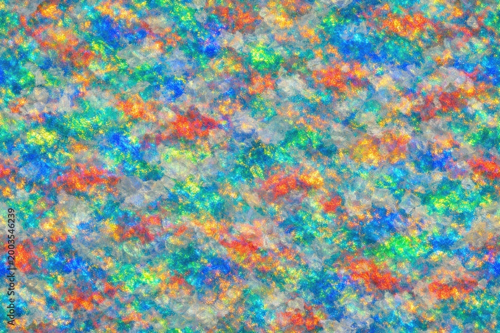 Fototapeta premium Opal Texture Seamless Pattern. Close-up opal gemstone surface detail. Luxury iridescent crystal pattern design. Realistic opal texture background. Detailed sparkling macro close-up. Gemstone.