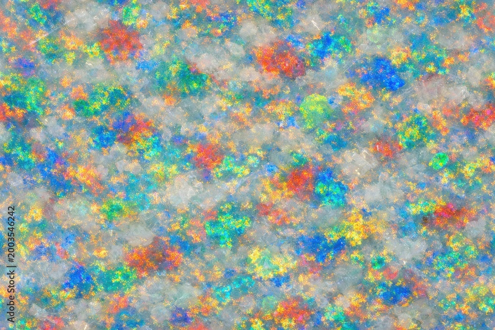 Fototapeta premium Opal Texture Seamless Pattern. Close-up opal gemstone surface detail. Luxury iridescent crystal pattern design. Realistic opal texture background. Detailed sparkling macro close-up. Gemstone.