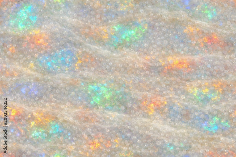 Fototapeta premium Opal Texture Seamless Pattern. Close-up opal gemstone surface detail. Luxury iridescent crystal pattern design. Realistic opal texture background. Detailed sparkling macro close-up. Gemstone.