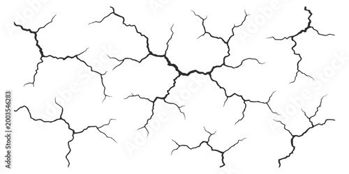 Black cracks and surface fractures set on a simple pattern