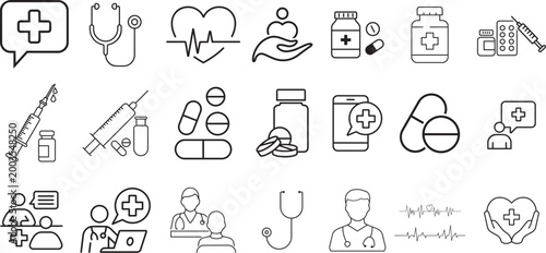 Health Icon Array: A collection of health-related icons, each representing different aspects of healthcare, from medical tools to wellness symbols.png