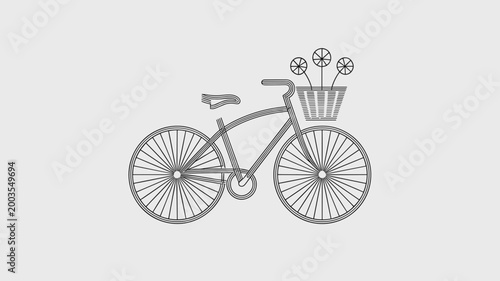 Minimalist line art bicycle with botanical details – Suitable for wedding planners, artisanal crafts, or sustainable travel marketing.