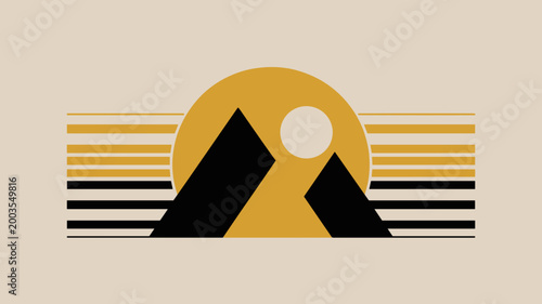 Retro 1970s Mountain Sunset with Stripes – Ideal for vintage apparel, outdoor equipment stores, or national park merch.